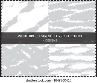 White Brush stroke fur collection includes 4 design swatches for fashion prints, homeware, graphics, backgrounds