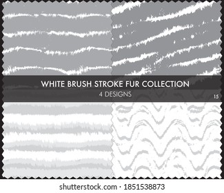 White Brush stroke fur collection includes 4 design swatches for fashion prints, homeware, graphics, backgrounds