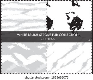 White Brush stroke fur collection includes 4 design swatches for fashion prints, homeware, graphics, backgrounds