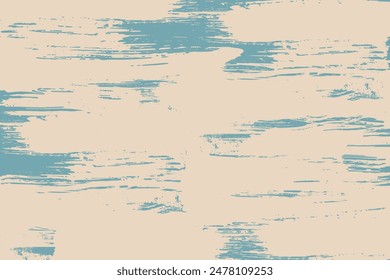 White brush stroke hand painted background. Beige grunge stain on blue background