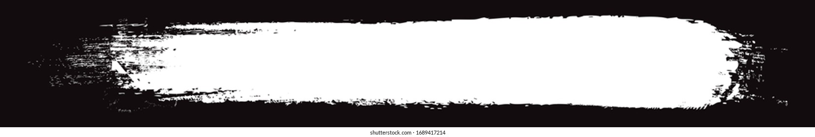 White brush stroke isolated on black background. Trendy brush stroke for white ink paint, grunge backdrop, dirt banner, watercolor design and dirty texture. Brush stroke vector illustration