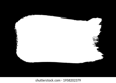 White brush stroke isolated on black. Ink splatter. Paint droplets. Digitally generated image. Vector design elements, illustration, EPS 10.