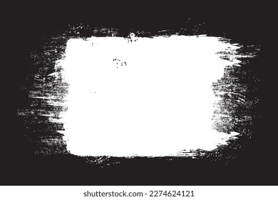 White brush stroke isolated on black background. Paint brush stroke vector for ink paint, grunge design element, dirt banner, watercolor design, dirty texture. Trendy brush stroke, vector illustration