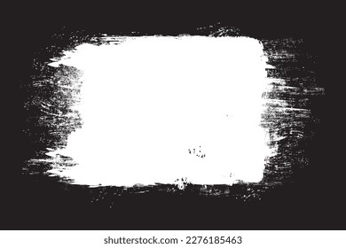 White brush stroke isolated on black background. Paint brush stroke vector for ink paint, grunge design element, dirt banner, watercolor design, dirty texture. Trendy brush stroke, vector illustration
