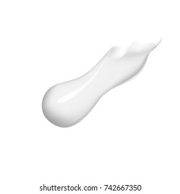 A white brush stroke isolated on white background. Cream smear. Vector illustration.