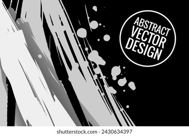 White brush stroke on black background. Japanese style. Vector illustration of grunge wave stains.Vector brushes illustration.