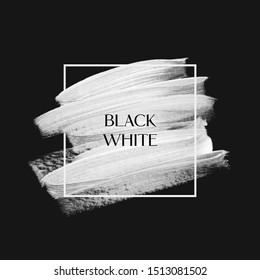 White brush stroke paint background vector over square frame. Perfect design for headline and sale banner. 