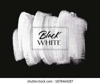White brush stroke paint over black background vector. Creative graphic artwork for headline and sale banner. 