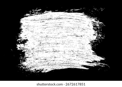 Rabisco de textura de giz isolado no fundo preto. Efeito branco de aquarela abstrata. Mancha de tinta branca. Ilustração vetorial, Eps 10.