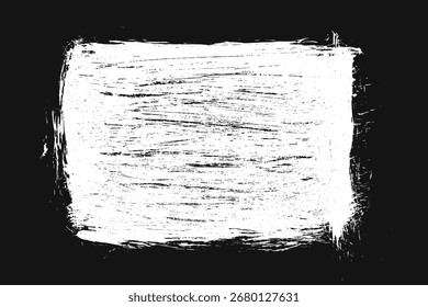Garabato de textura de tiza aislado sobre fondo negro. Efecto de acuarela abstracta blanca. Frotis de pintura blanca. Ilustración vectorial, Eps 10.