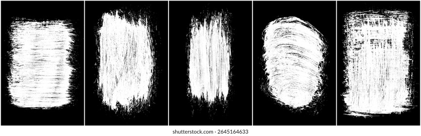 Vector de textura Сhalk. Rasguño blanco sobre negro. Efecto de garabato Сrayón. Conjunto de fondo de tiza. Ilustración, Eps 10.