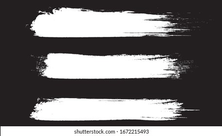 White brush stroke set isolated on white background. Trendy brush stroke for white ink paint,grunge backdrop, dirt banner,watercolor design and dirty texture. Brush stroke vector illustration