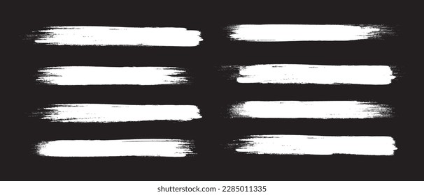 White brush stroke set isolated on background. Paint brush stroke vector for ink paint, grunge design element, dirt banner, watercolor design, dirty texture. Trendy brush stroke, vector illustration