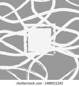 white brush strokes on gray background. Grunge, paint, sketch. Vector illustration