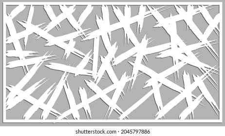 white brush strokes on a gray background, template for cutting, winter window.