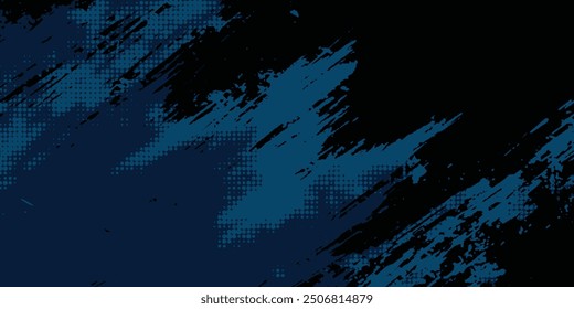 Pinceladas blancas en una ilustración de fondo azul marino con un elemento de diseño grunge Abstractas efecto semitono para un Anuncio