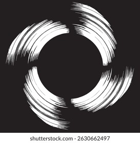 White brushstrokes forming a circular pattern stand out against a dark background, evoking impressions of style and modernism.