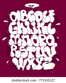 White Bubble Graffiti Font, Vector