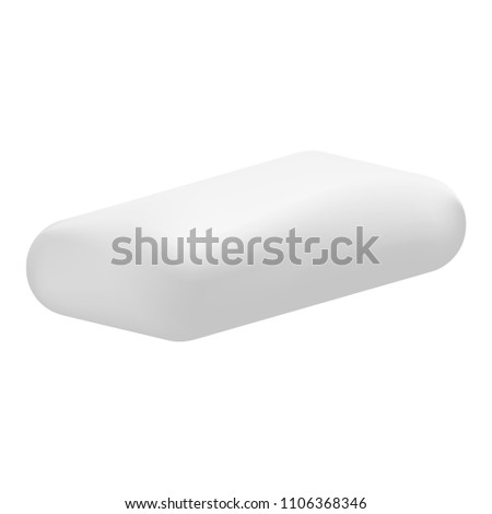 White bubble gum mockup. Realistic illustration of white bubble gum vector mockup for web design isolated on white background
