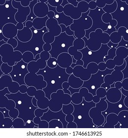 White bubbles on dark blue background seamless pattern