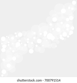 White bubbles on the gray space. Random circles and dots for your amazing design. Gray white background.
