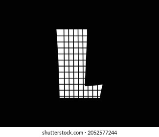 White bubbly letter L with lines pattern design