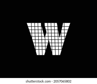 White bubbly letter W with lines pattern design