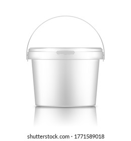 Empty transparent bucket with cap mockup ice cream