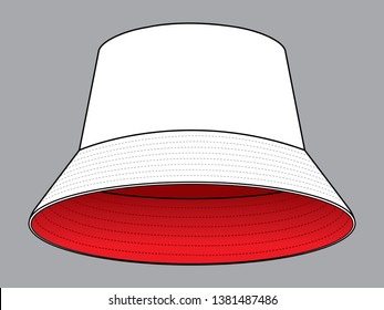 White Bucket Hat Design
(Red Under Brim)
