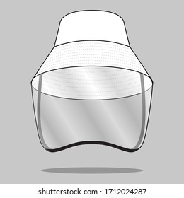 Sombrero De Cubo Blanco Con Vector De Escudo De Cara Transparente De Plástico Para Plantilla.