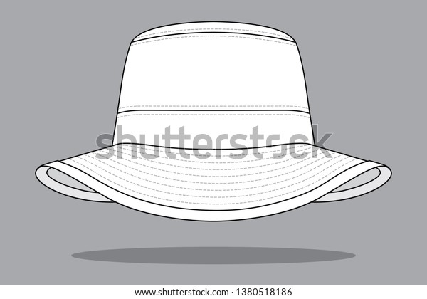 White Bucket Hat Vector Template Stock Vector (Royalty Free) 1380518186