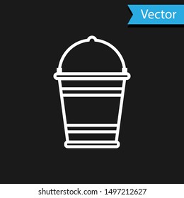 White Bucket icon isolated on black background.  Vector Illustration