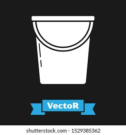 White Bucket icon isolated on black background.  Vector Illustration