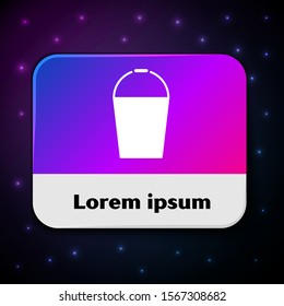 White Bucket icon isolated on black background. Rectangle color button. Vector Illustration