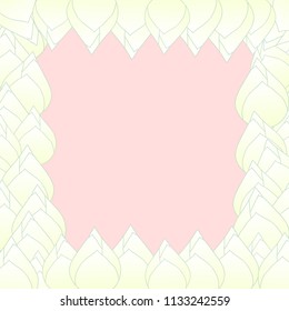 White Bud Indian lotus Border. (Nelumbo nucifera,sacred lotus, bean of India, Egyptian bean. National flower of India and Vietnam) Vector Illustration. 