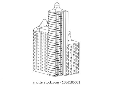 White building in the white background