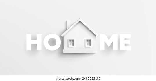 White building, home, house, 3D. For advertising concepts and creativity. White banner for advertising. Vector