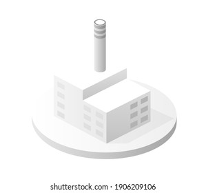 White building icon smart building home architecture is an idea of technology business equipment flat style urban isometric illustration