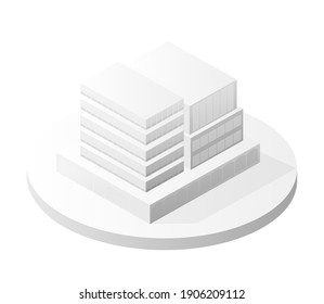 White building icon smart building home architecture is an idea of technology business equipment flat style urban isometric illustration