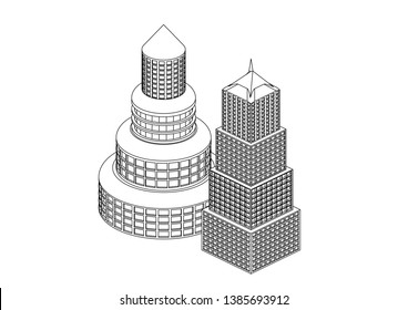 White buildings in the white background