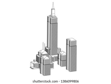 White buildings in the white background