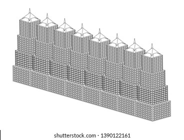 White buildings in the white background