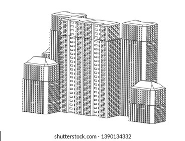 White buildings in the white background