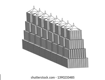 White buildings in the white background
