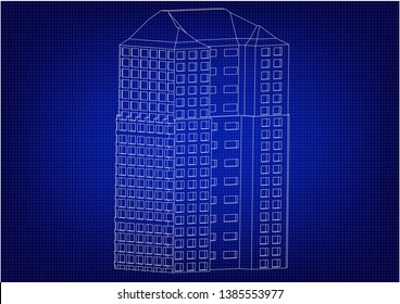 White buildings in the blue background