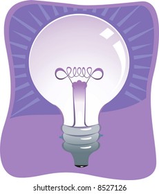 White bulb with filament in blue background	