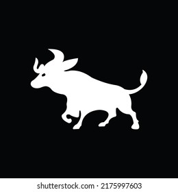 White bull animal vector logo design 
