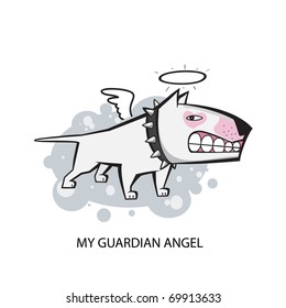 White bull terrier guardian angel