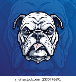 Logotipo de mascota White Bulldog, diseño de logotipo Bulldog para esports Team Badge, diseño de mascota de Bulldog en inglés blanco, diseño de Emblema de Bulldog, ilustración de vectores de perros toros aislados en segundo plano, logotipo deportivo