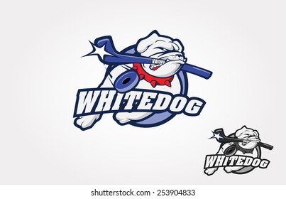 White Bulldog Vector Logo Illustration. This is a ice hockey sport logo, good for ice hockey team or ice hockey tournament.